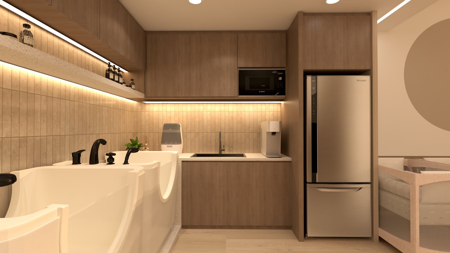 The baby spa and changing area